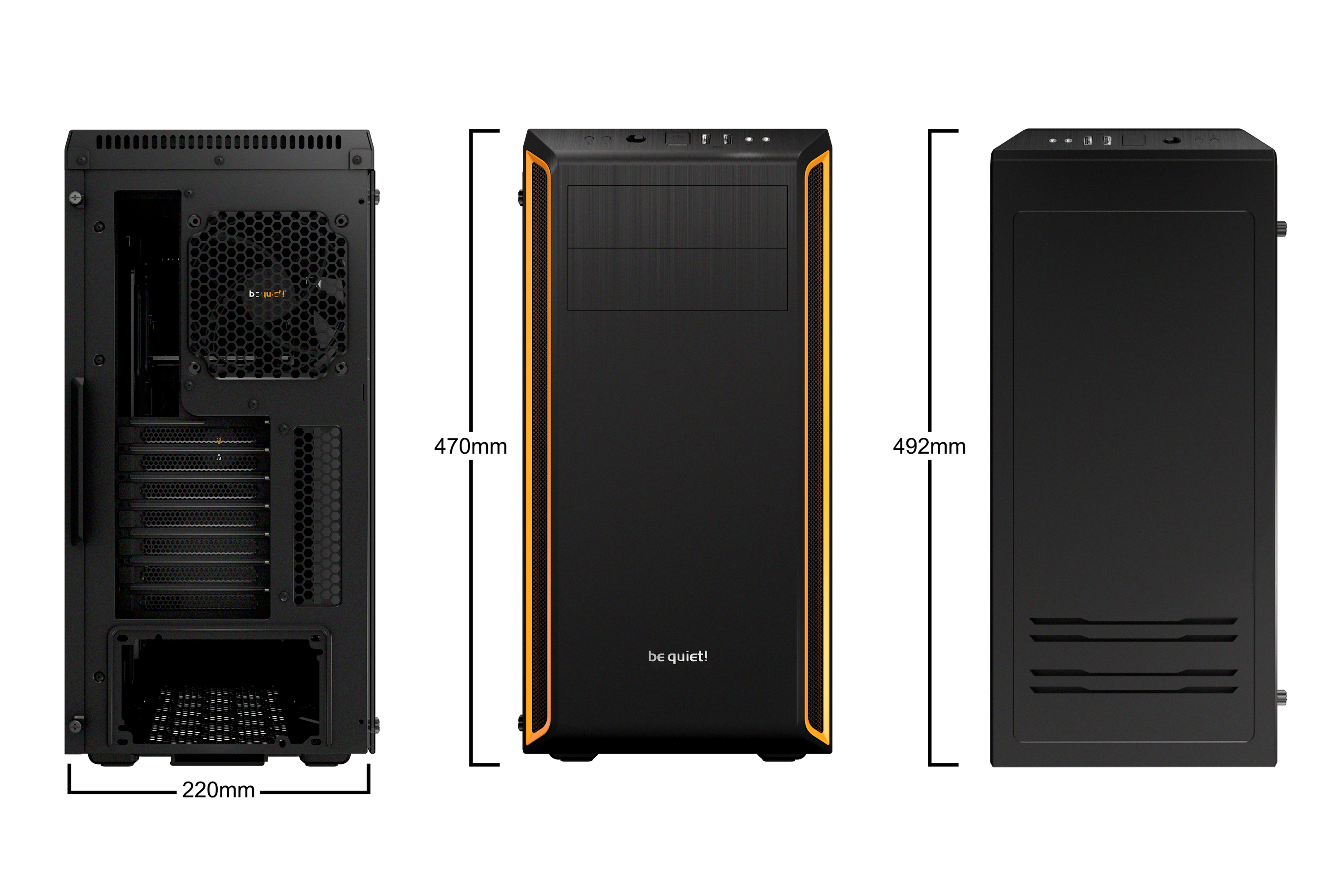 be quiet! Pure Base 600 Window Midi-Tower Schwarz, Orange