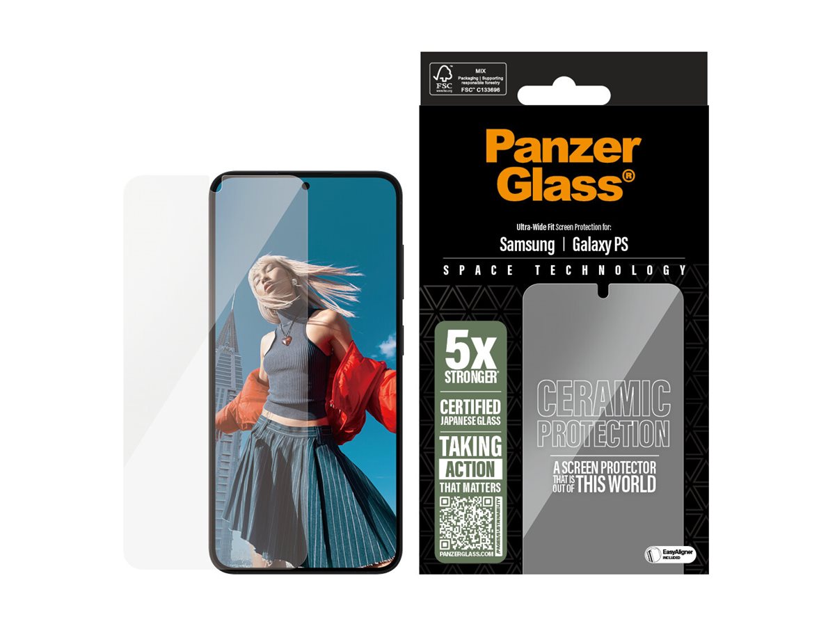 PanzerGlass Ceramic Protection Displayschutz für Samsung Galaxy S25 Edge Ultra-Wide Fit Transparent