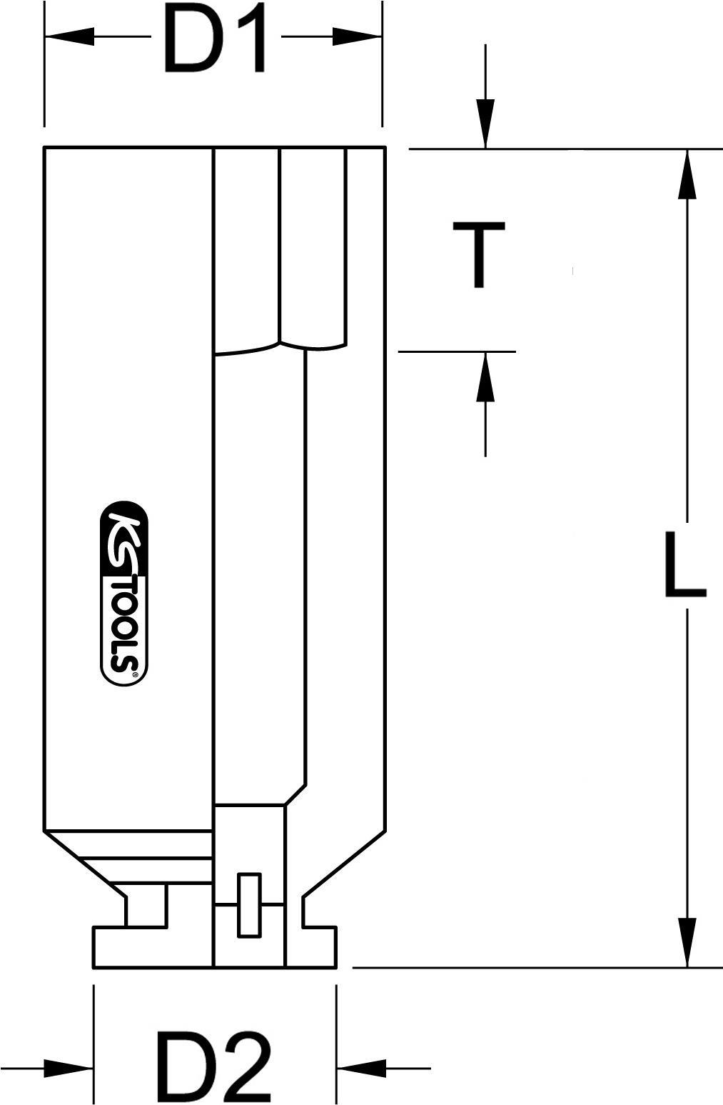 KS TOOLS 2,50cm (1\") Sechskant-Kraft-Stecknuss, lang, 90mm (515.1890)