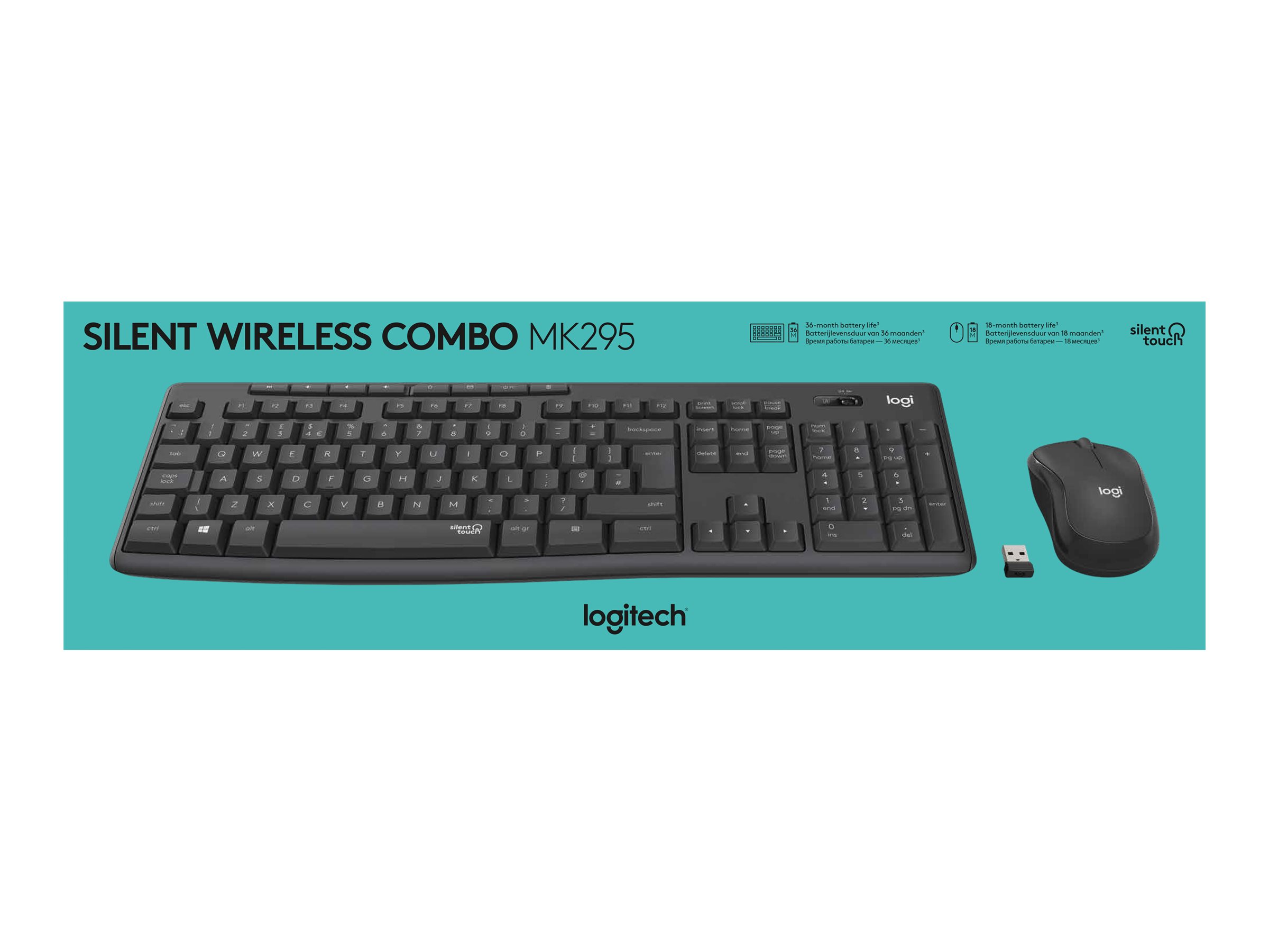 Logitech MK295 Silent Kabelloses Tastatur- und Maus-Set QWERTZ Schweiz Graphite
