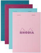 RHODIA Notizblock No. 13, DIN A6, kariert, farbig sortiert Maße: 105 x 148 mm, kopfseitige Heftung, 80 g/qm - 10 Stück (13295C)