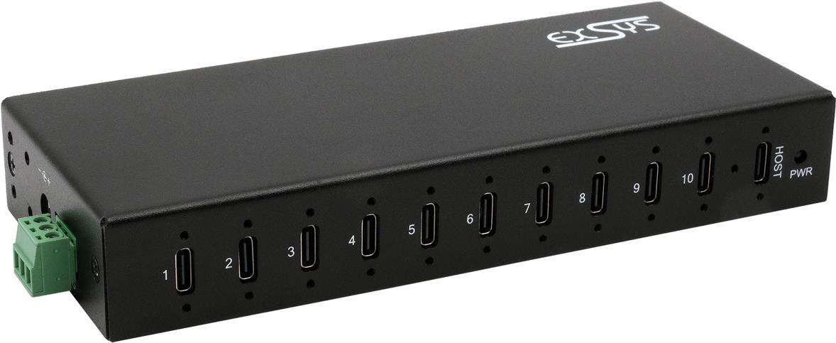 EXSYS GmbH 10-Port USB 3.2 Gen 2x1 Metall HUB, 10x USB-C, 79.5W (EX-12270HMS)