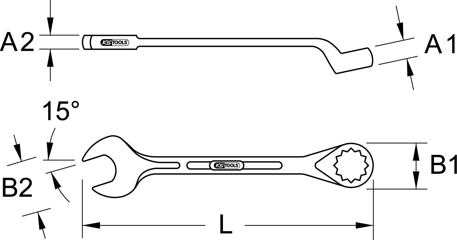 KS TOOLS CLASSIC Ringmaulschlüssel, gekröpft, 38mm (517.1638)