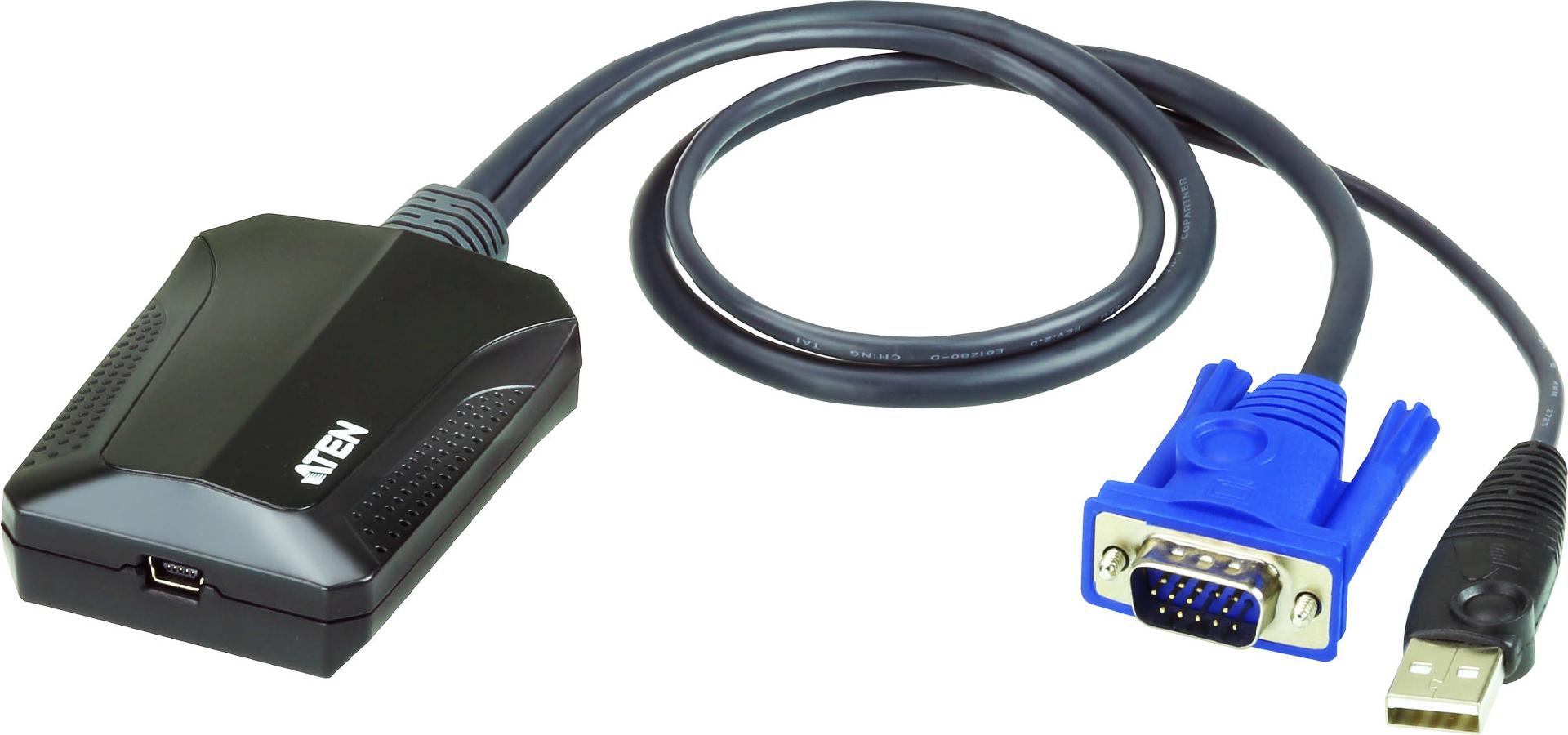 ATEN CV211 Laptop USB Console Adapter KVM-Switch 1 Port USB VGA 1920 x 1200 Schwarz Blau