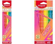 Maped Dreikant-Buntstift NEON, 12er Kartonetui aus Holz, bruchfest, Minenstärke: 2,9 mm, Schaft in - 1 Stück (831802FC)