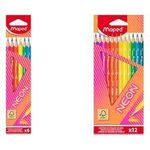 Maped Dreikant-Buntstift NEON, 12er Kartonetui aus Holz, bruchfest, Minenstärke: 2,9 mm, Schaft in - 1 Stück (831802FC)