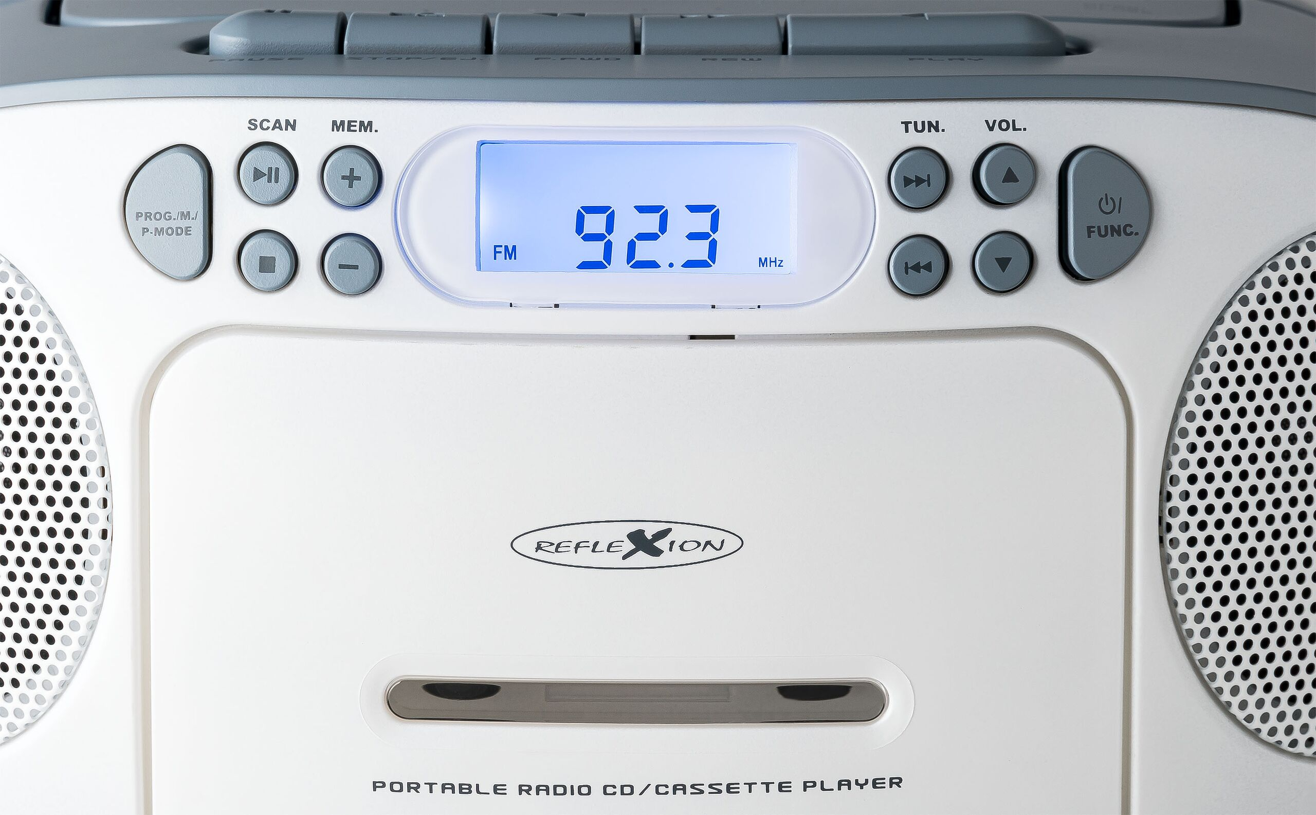 Reflexion RCR2260 Tragbarer CD-Player mit FM-Radio PLL 20 W Weiss Blau