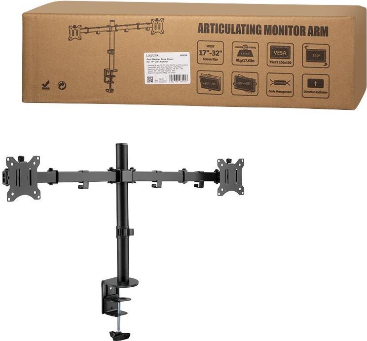 LogiLink BP0098 Tischhalterung 17"-32" für 2 LCD-Displays max. 8 kg Schwarz