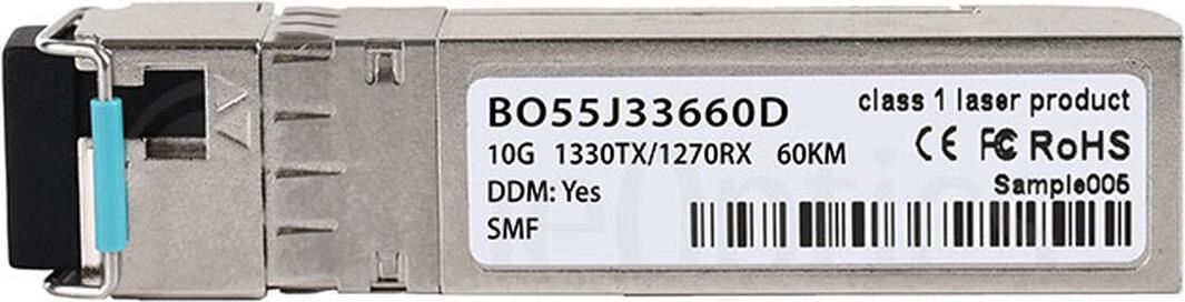 Kompatibler Cisco SFP-10G-BX-D-60KM BlueOptics© BO55J33660D SFP+ Bidi Transceiver, LC-Simplex, 10GBASE-BX-D, Singlemode Fiber, TX1330nm/RX1270nm, 60KM, DDM, 0°C/+70°C (SFP-10G-BX-D-60KM-BO)