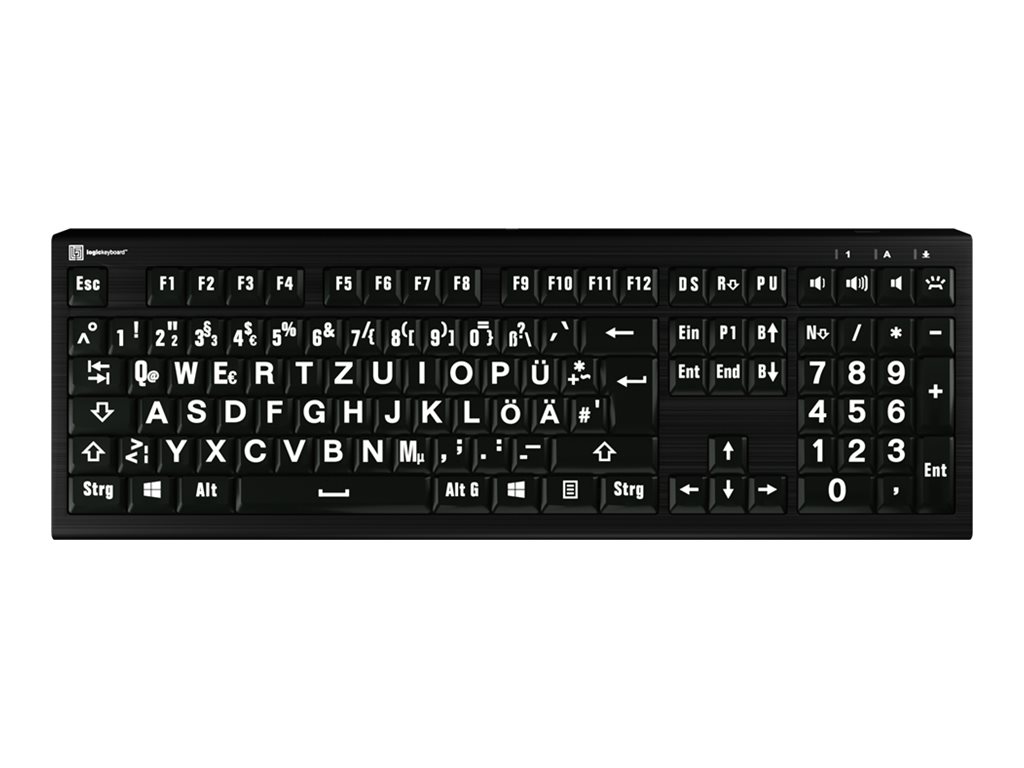 LogicKeyboard Largeprint ASTRA 2 Tastatur QWERTZ Deutsch Weiß auf Schwarz