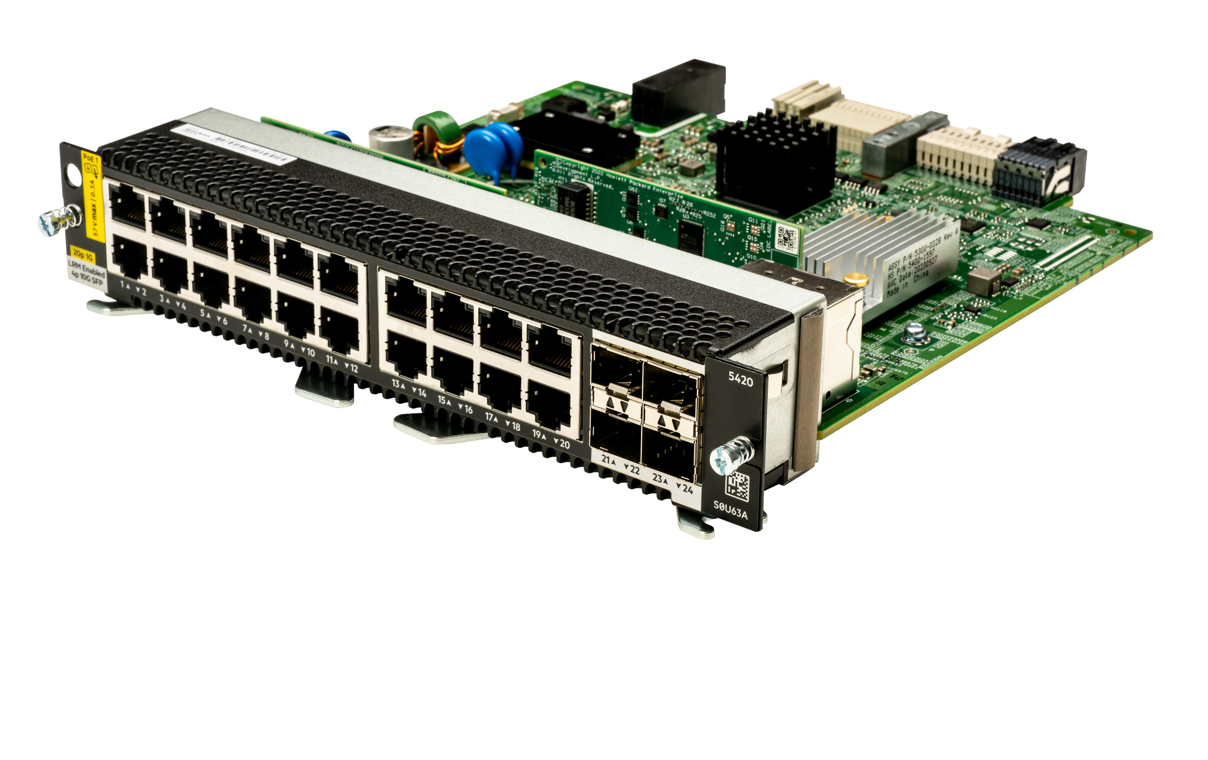 HPE Aruba Networking CX 5420 20p 10M/100M/1G Class4 PoE 4p SFP+ 1G/10G LRM Module - Switch - L3 - managed