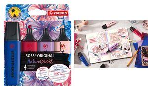 STABILO Textmarker BOSS ORIGINAL NatureCOLORS, 4er Etui Keilspitze, Strichstärke: 2,0 (EO70/4-1-103-5)