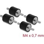 Delock Vibrationsdämpfer M4 x 0,7 mm D 15 x H 15 mm mit 2 x Außengewinde 4 Stück schwarz (60799)