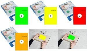 rillprint Fluoreszierende Etiketten, 210 x 297 mm, rot selbstklebend, für Inkjet-, Laser-, Farblaserdrucker, - 1 Stück (B84224)