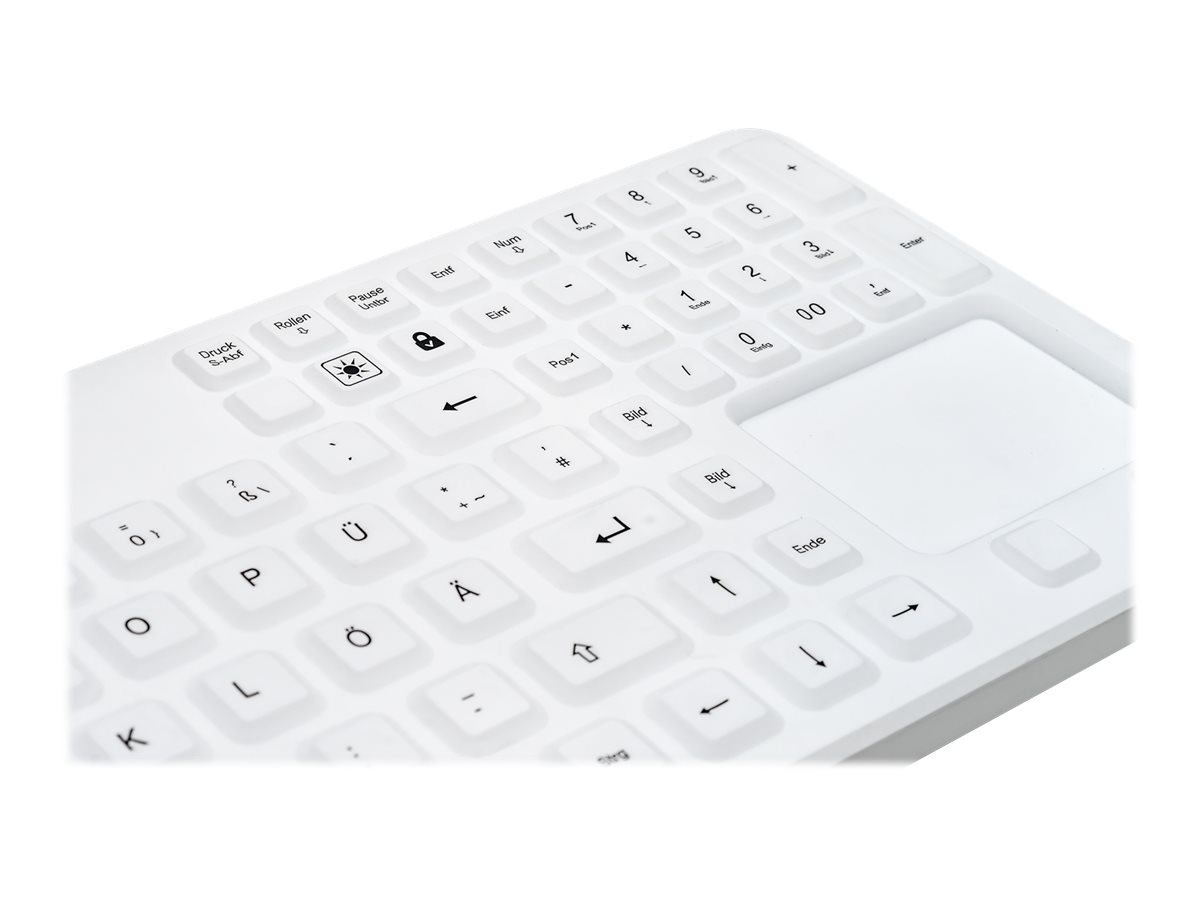 Gett CleanType Prime Touch+ Kabelgebundene Tastatur mit Touchpad IP68 109 Tasten Swiss Layout Weiß