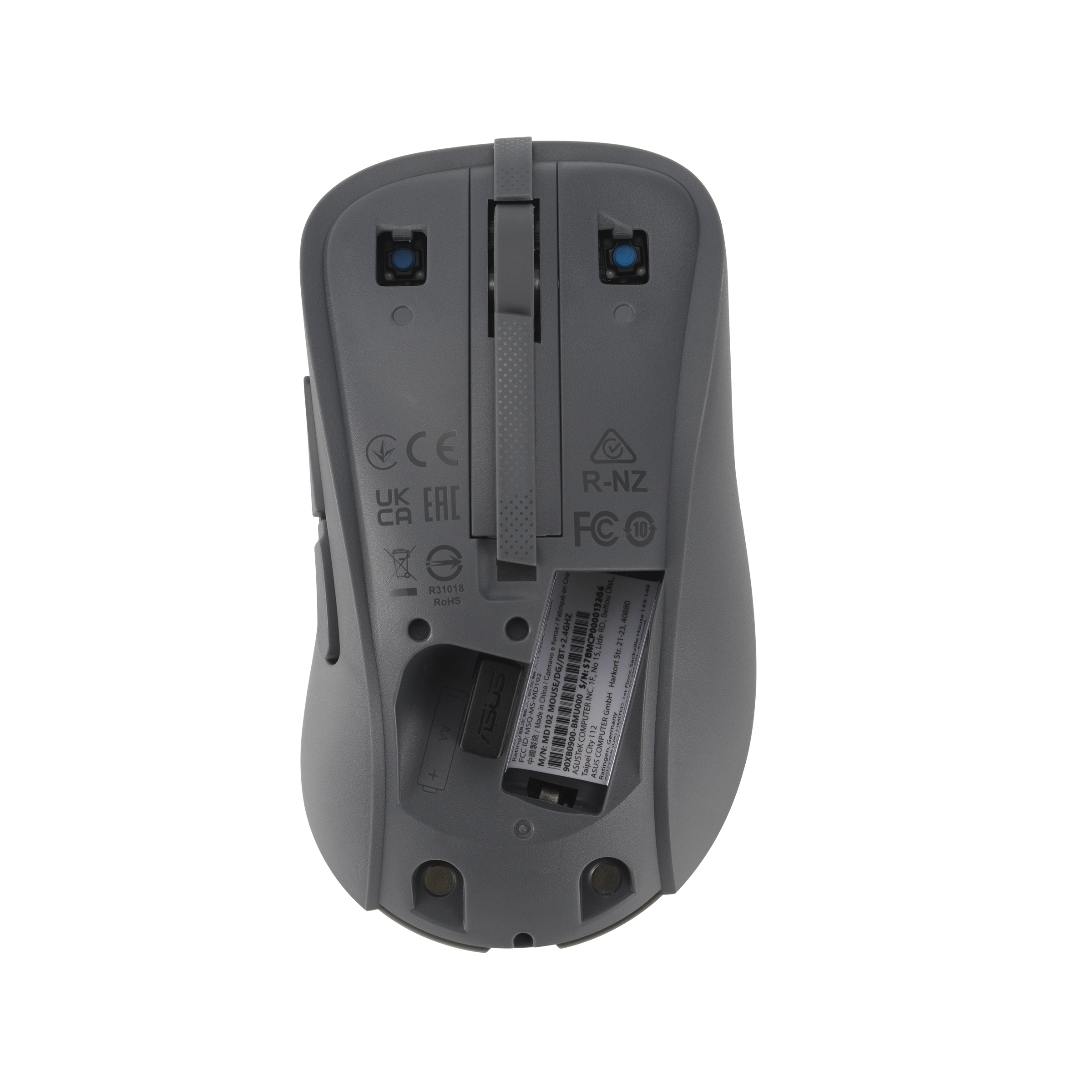 ASUS MD102 Ergonomische Maus 5 Tasten Bluetooth 2.4 GHz Dunkelgrau
