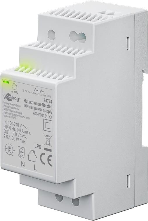 Goobay Hutschienen-Netzteil DIN-Rail 12 V DC 2.5 A 30 W - geeignet für DIN-Montage (74764)