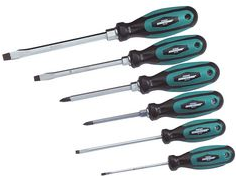 BRÜDER MANNESMANN Schraubendreher-Satz, 6-teilig Klingen aus CV-Stahl, Anti-Rutsch Griffe, Maße: 296 x 140 x - 1 Stück (M11113-6)