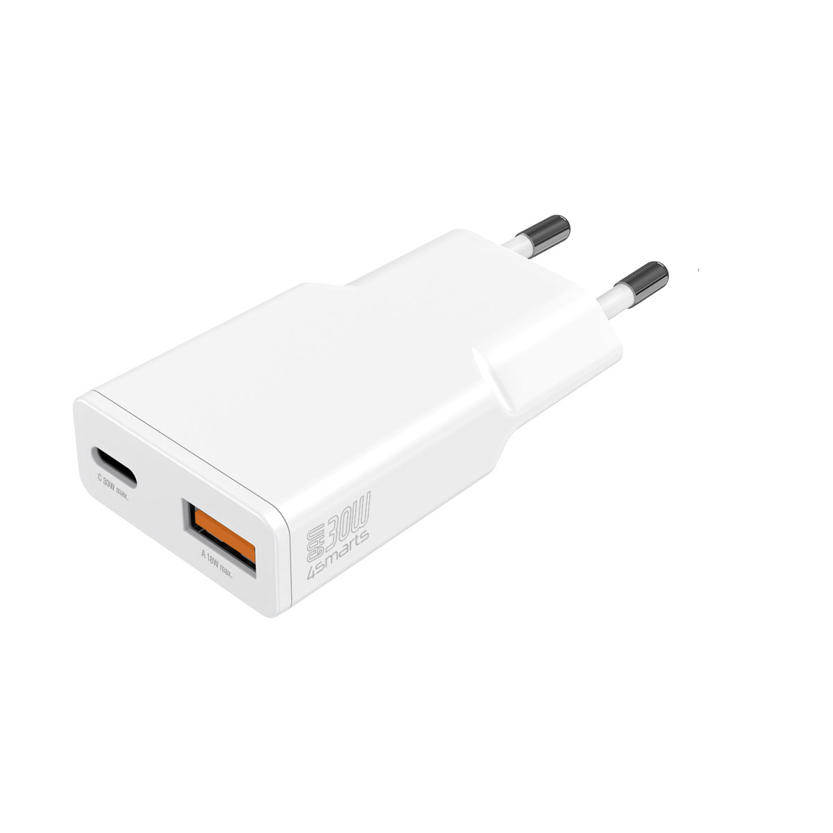 4smarts PDPlug Slim Duos 30W GaN Netzteil 1x USB-C 1x USB-A Weiß