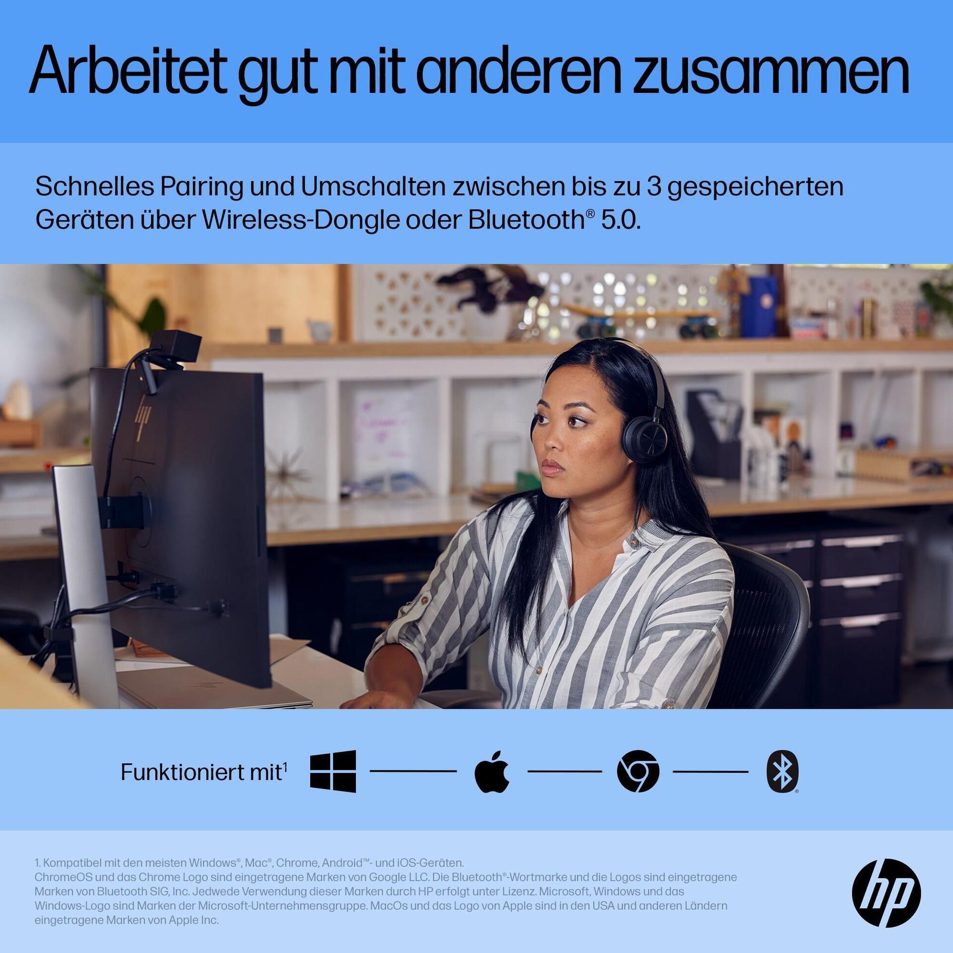 HP 710 Kabellose Maus 7 Tasten Bluetooth 5.3 2.4 GHz Schwarz