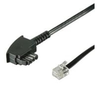 Wentronic Goobay TAE-F-Anschlusskabel (Universal-Pin Out), Schwarz, 15 m - TAE-F-Stecker auf RJ11/RJ14-Stecker (6P4C) (68538)