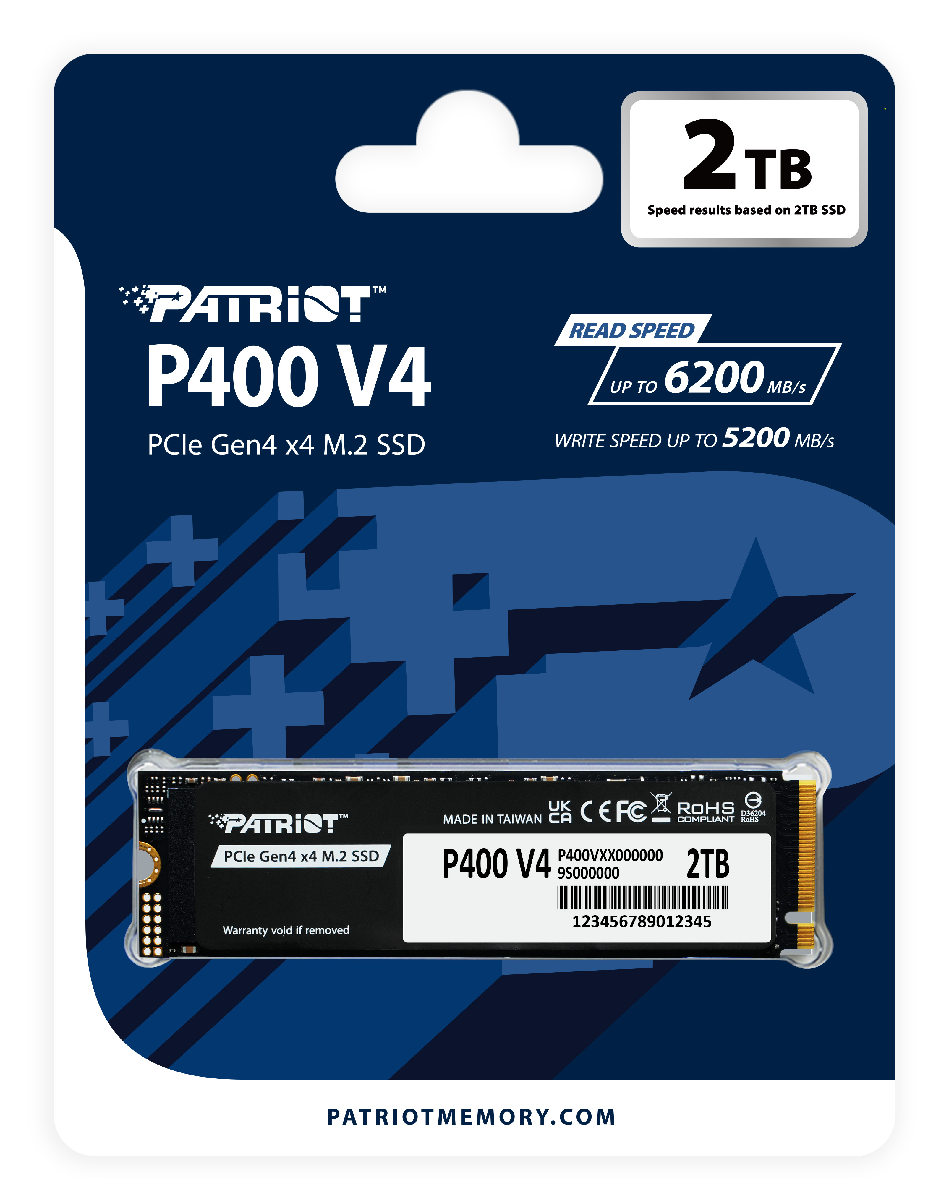 Patriot P400 V4 2 TB SSD PCIe 4.0 x4 NVMe Schwarz