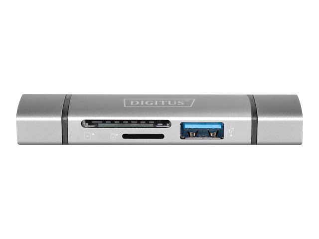 Digitus Dual Card Reader Hub DA-70886, USB-C / USB 3.0, OTG, Grau