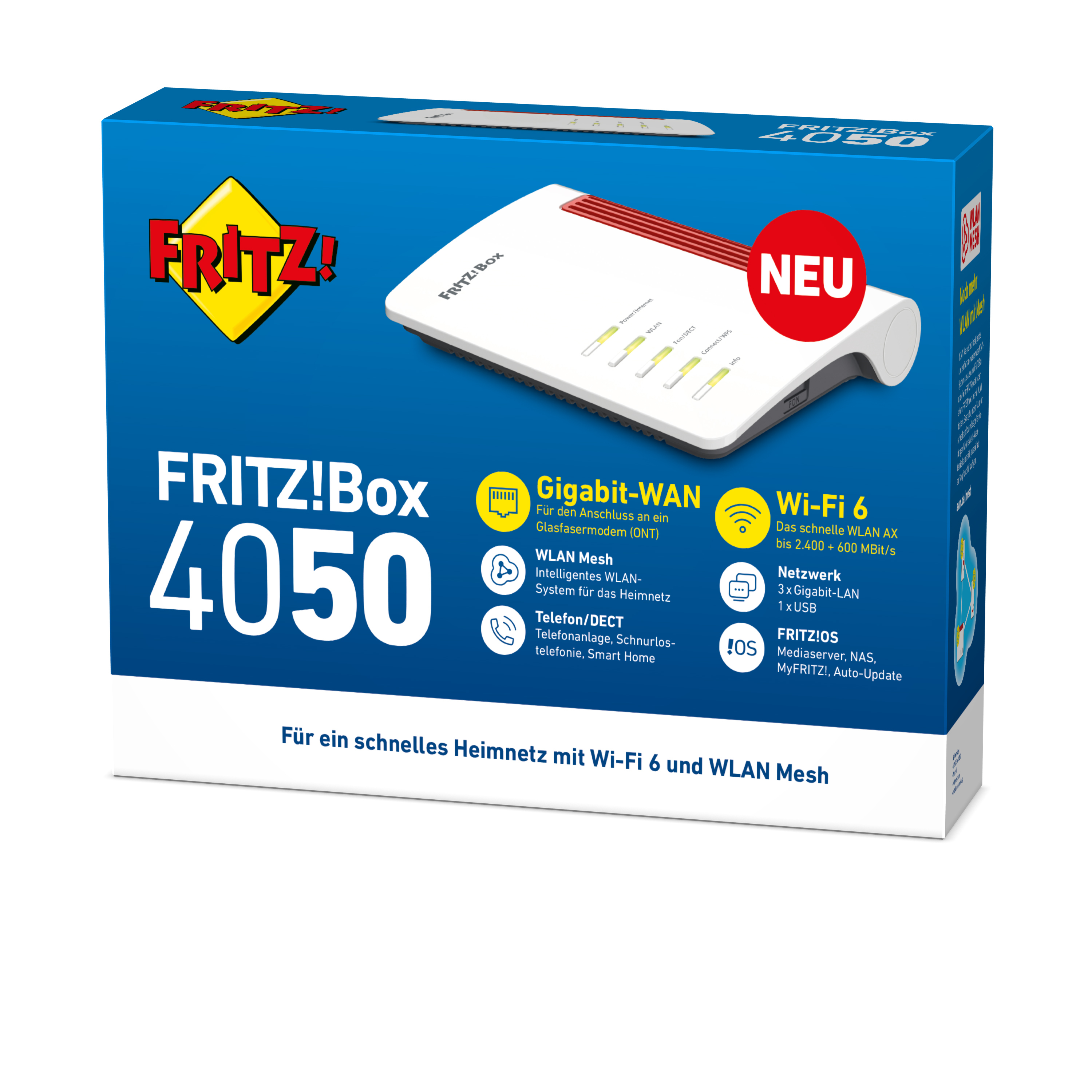 FRITZ!Box 4050 Wi-Fi 6 WLAN-Router 3 Gbps Schwarz,Weiß