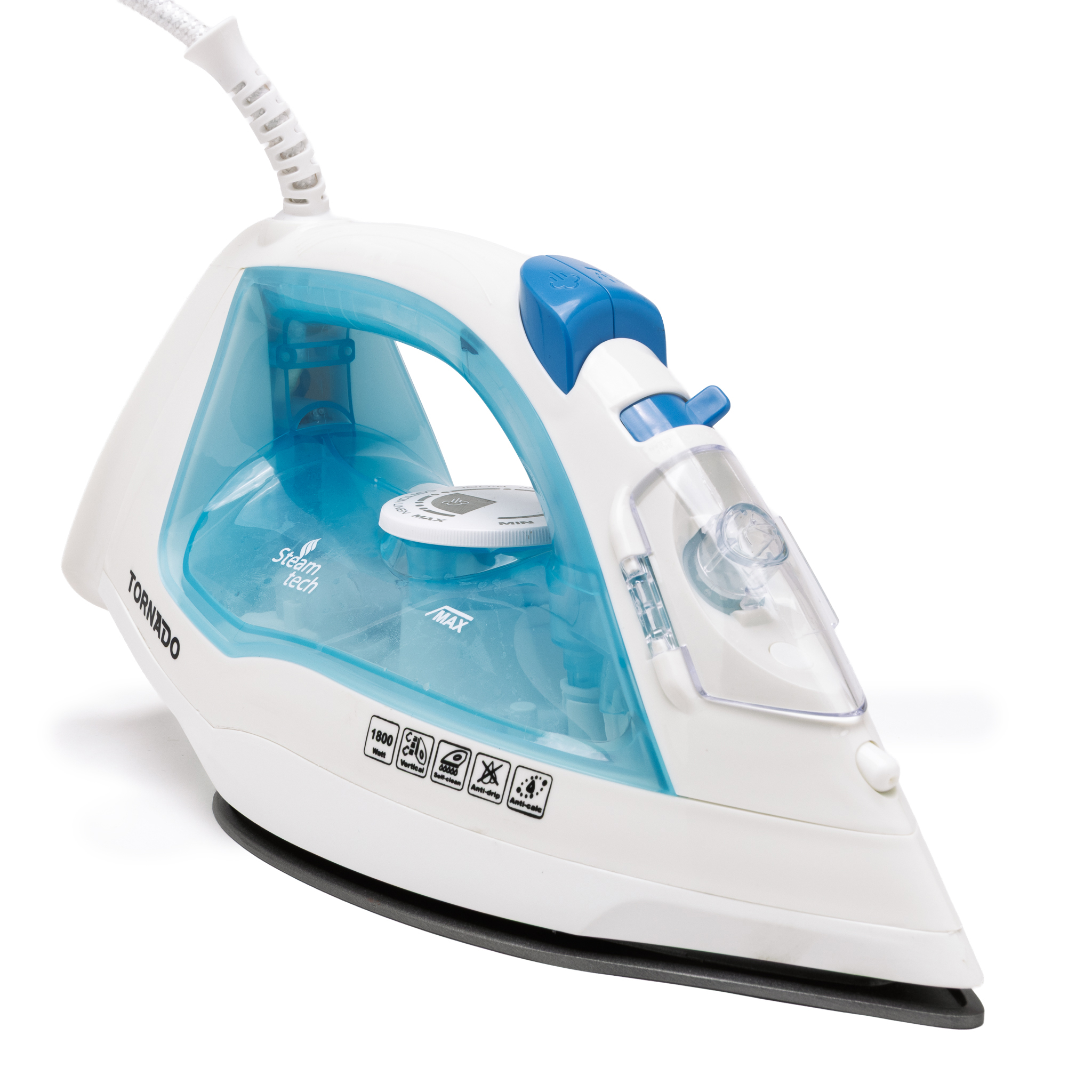 Tornado Dampfbügeleisen TST-1800B 1800 W Teflon-Bügelsohle Blau/Weiß