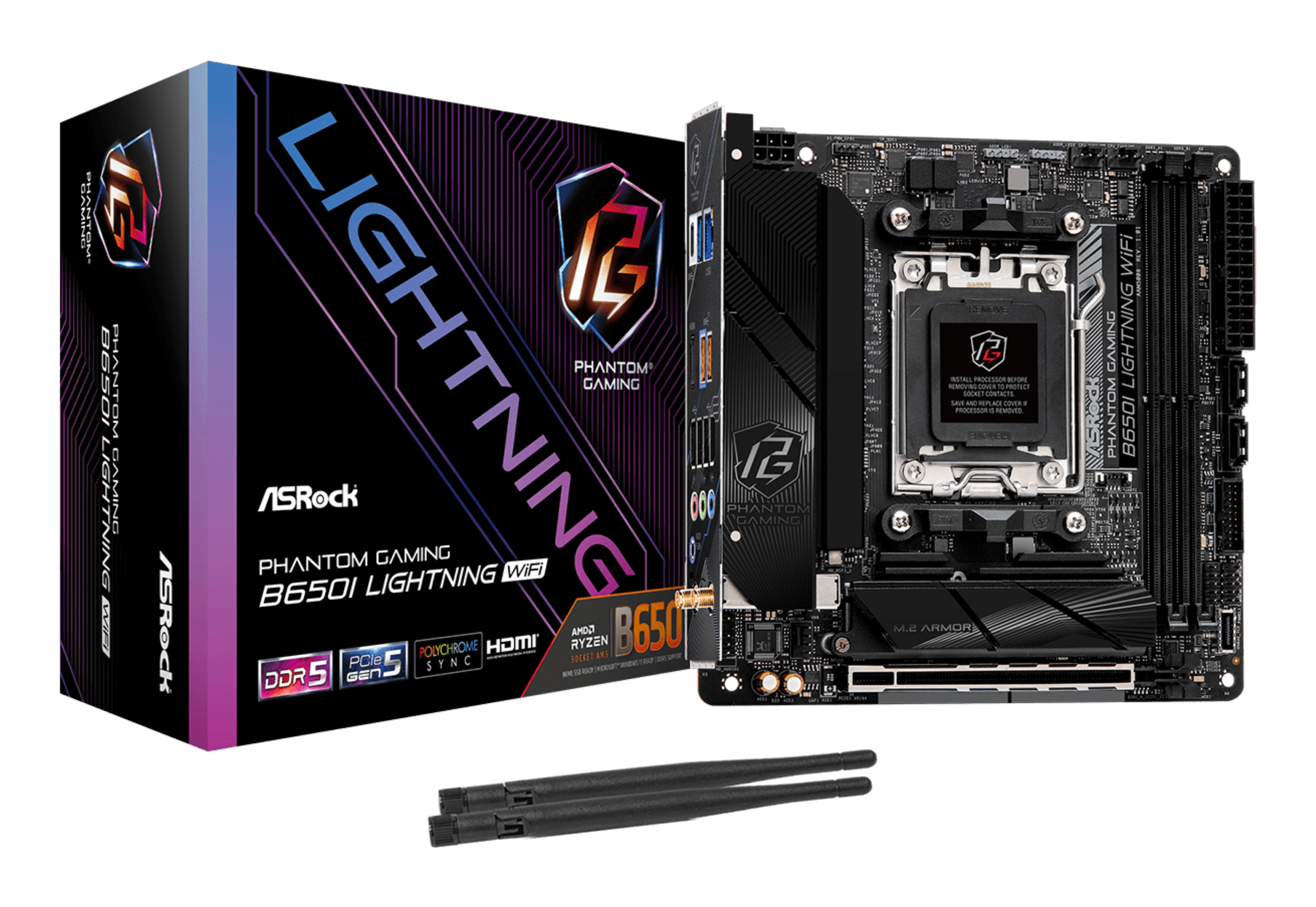 ASRock Phantom Gaming B650I Lightning WiFi Mainboard Mini-ITX Socket AM5 AMD B650 DDR5 Schwarz