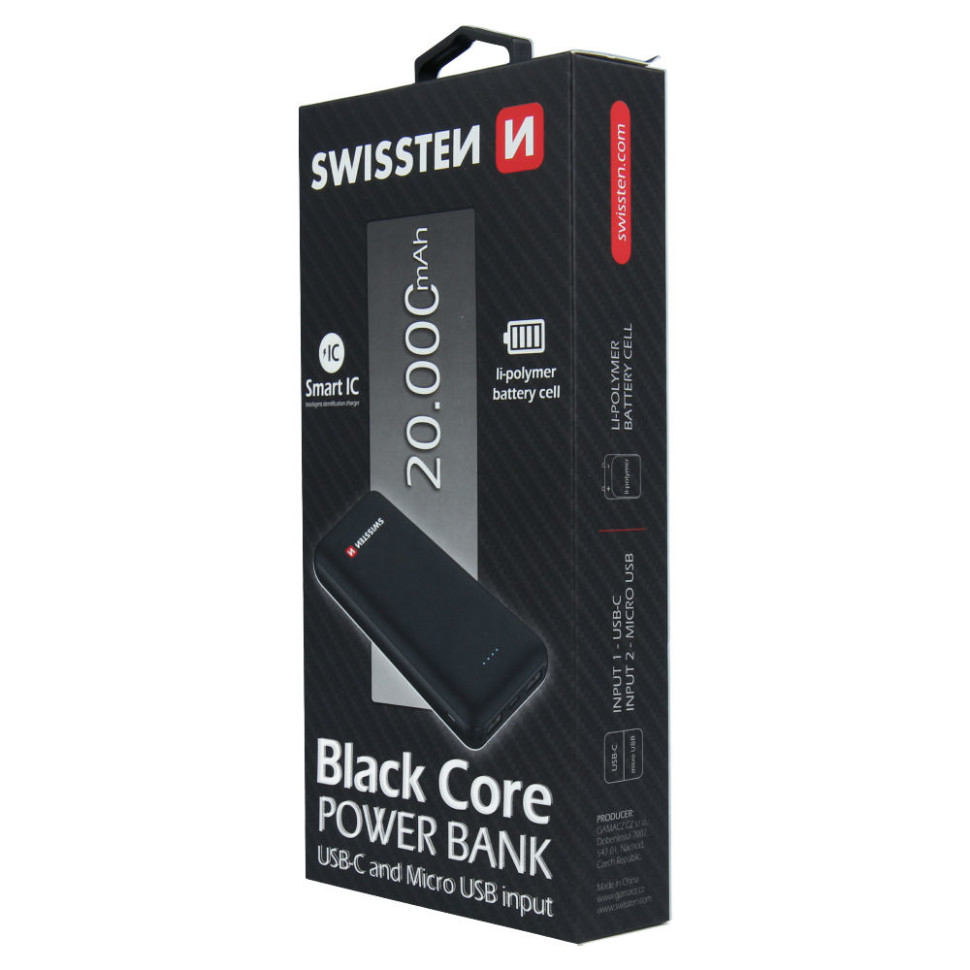 Swissten Black Core Powerbank 20000 mAh Schwarz