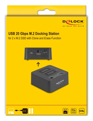 Delock 64300 SSD-Dockingstation 2x M.2 NVMe USB-C 3.2 Gen 2 Schwarz