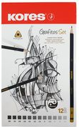 Kores Bleistift "Grafitos Art", 12er Metalletui Künstler-Set, sortiert in unterschiedlichen Härtegraden - 1 Stück (BB92162)