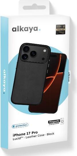 alkaya LUCID Handy Schutzhülle Leather kompatibel Magsafe iPhone 17Pro,schwarz (CS-20170)