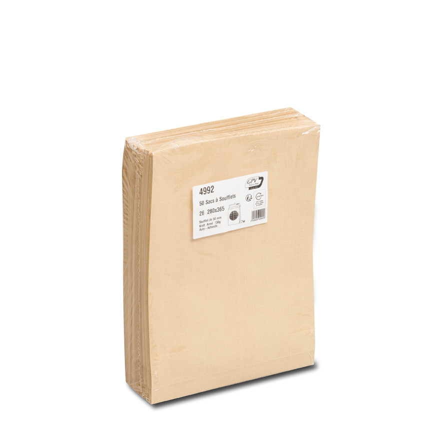 GPV Faltenversandtasche 26, 280 x 375 mm, Selbstklebend, 50 Stück, Braun