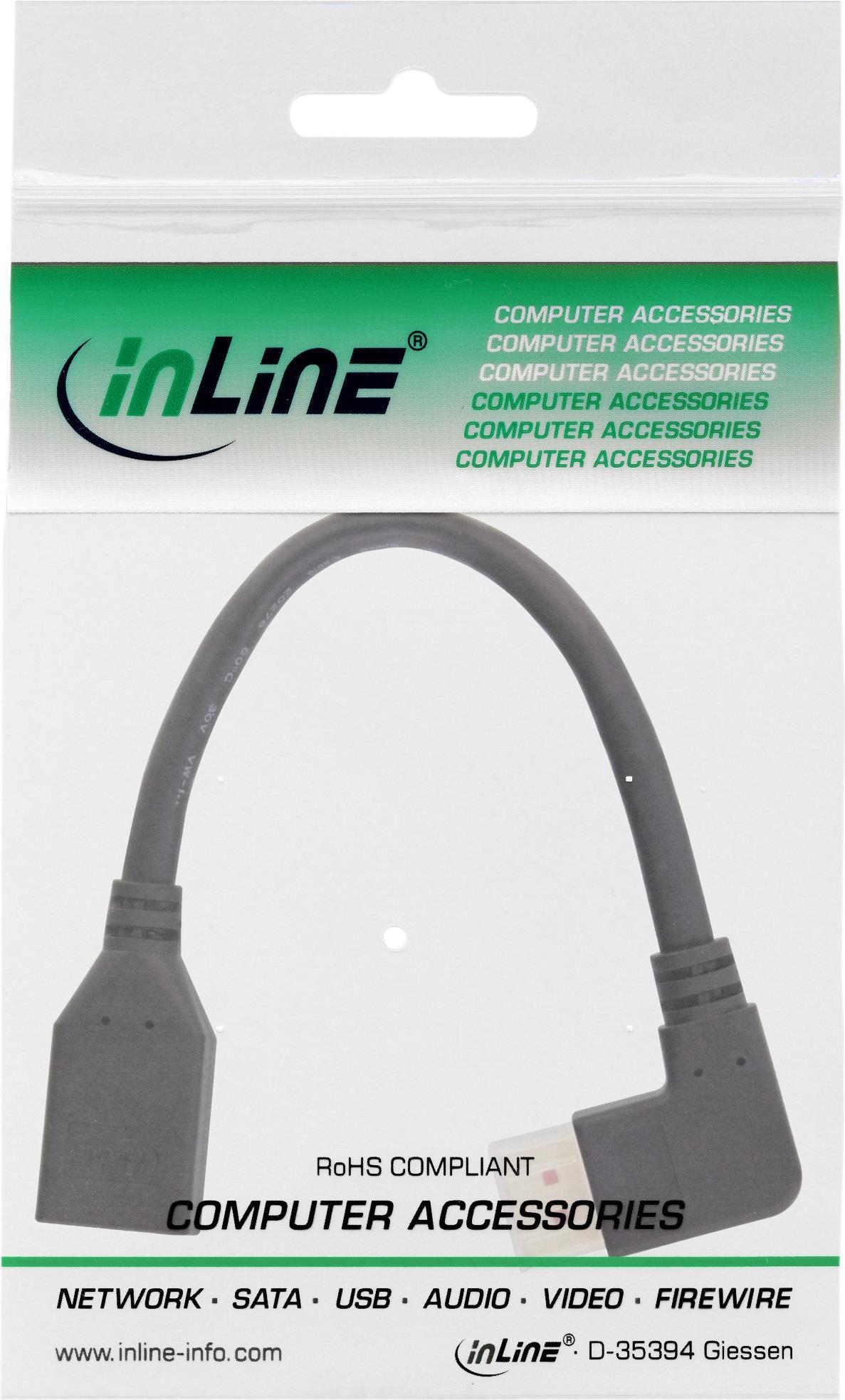 INTOS ELECTRONIC InLine 17159R DisplayPort 1.4 Adapterkabel Stecker auf Buchse, rechts gewinkelt, sc