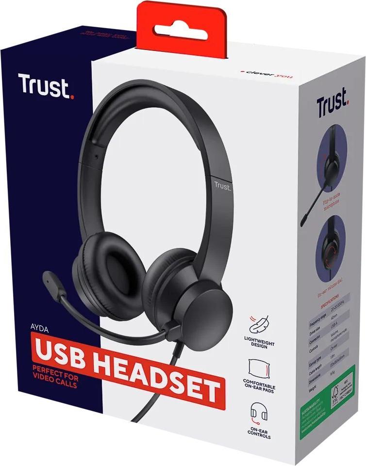Trust Ayda On-Ear Headset Kabelgebunden USB Schwarz