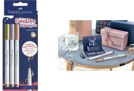 FABER-CASTELL Creative Marker GOLDFABER, 3er Blister Tinte auf Wasserbasis, geruchsneutral, wisch- und spritz - 1 Stück (161005)