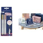 FABER-CASTELL Creative Marker GOLDFABER, 3er Blister Tinte auf Wasserbasis, geruchsneutral, wisch- und spritz - 1 Stück (161005)