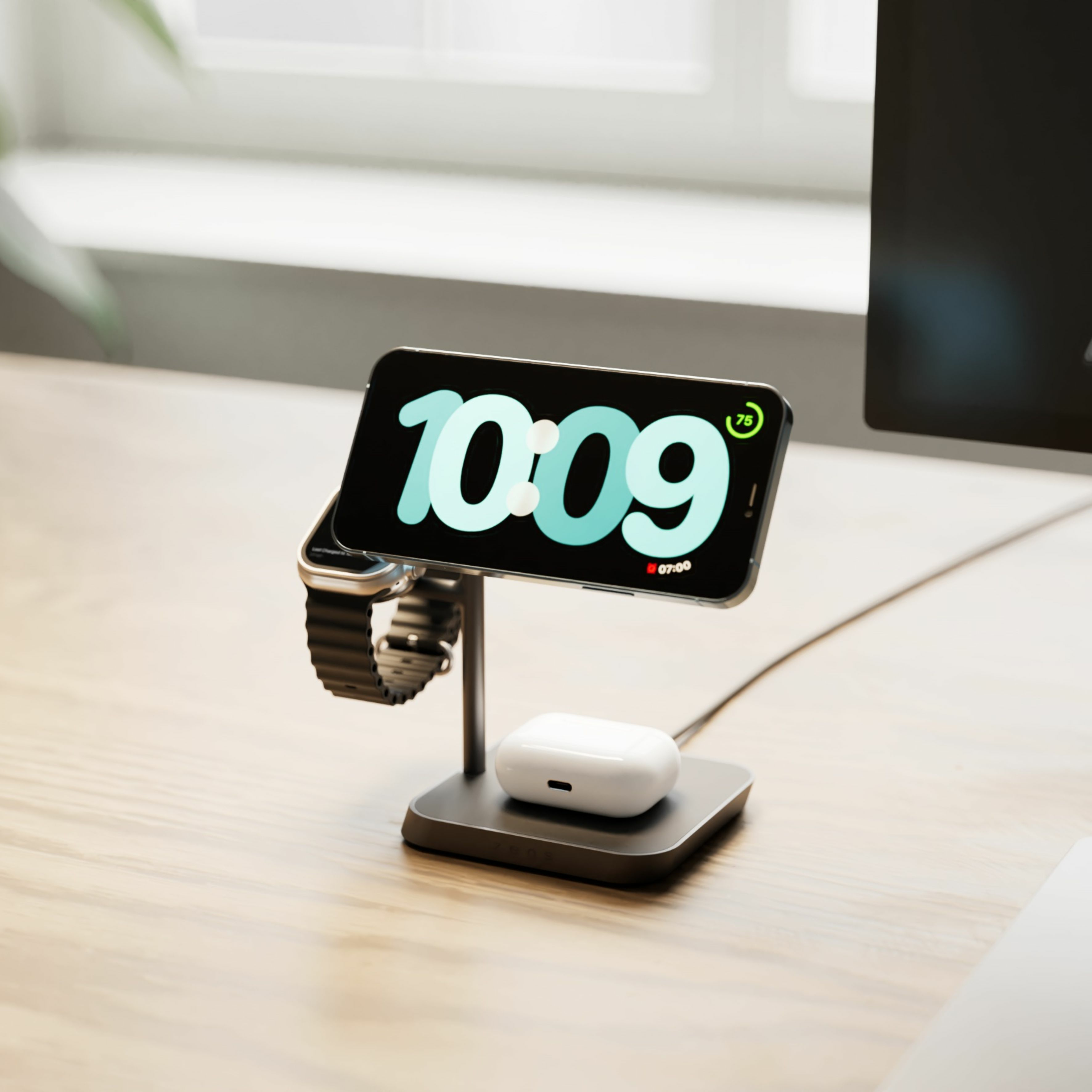 Zens Office Charger Pro 3 3-in-1 Kabelloses Ladegerät Schwarz