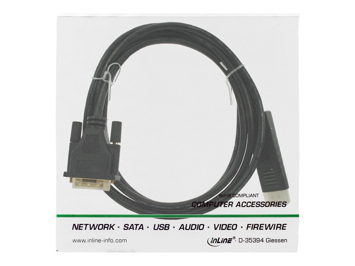 InLine DisplayPort-Kabel auf DVI-D 3 m 1080p Schwarz