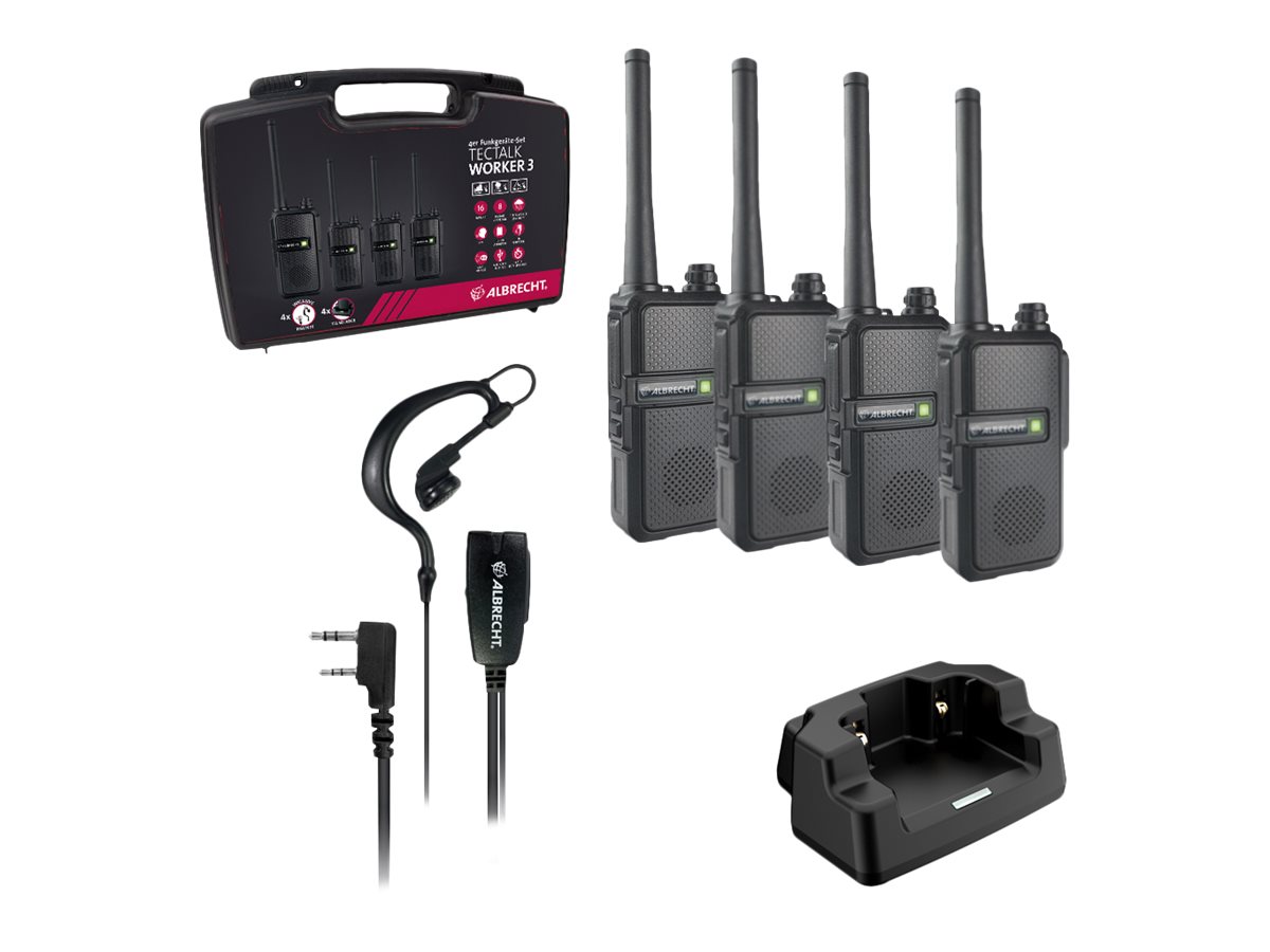 Albrecht Tectalk Worker 3 PMR-Funkgerät 4er-Set 16 Kanäle 0,5 W bis 10 km Reichweite