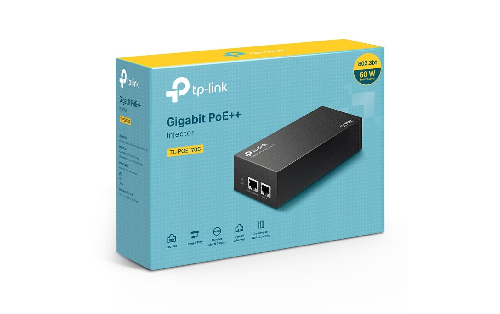 TP-Link Omada TL-POE170S PoE++ Injektor Gigabit 60W Schwarz