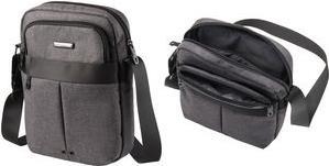 LIGHTPAK Umhängetasche "EPSILON", Polyester, grau verstellbarer Schultergurt, mit gepolstertem Tabletfach, - 1 Stück (46164)