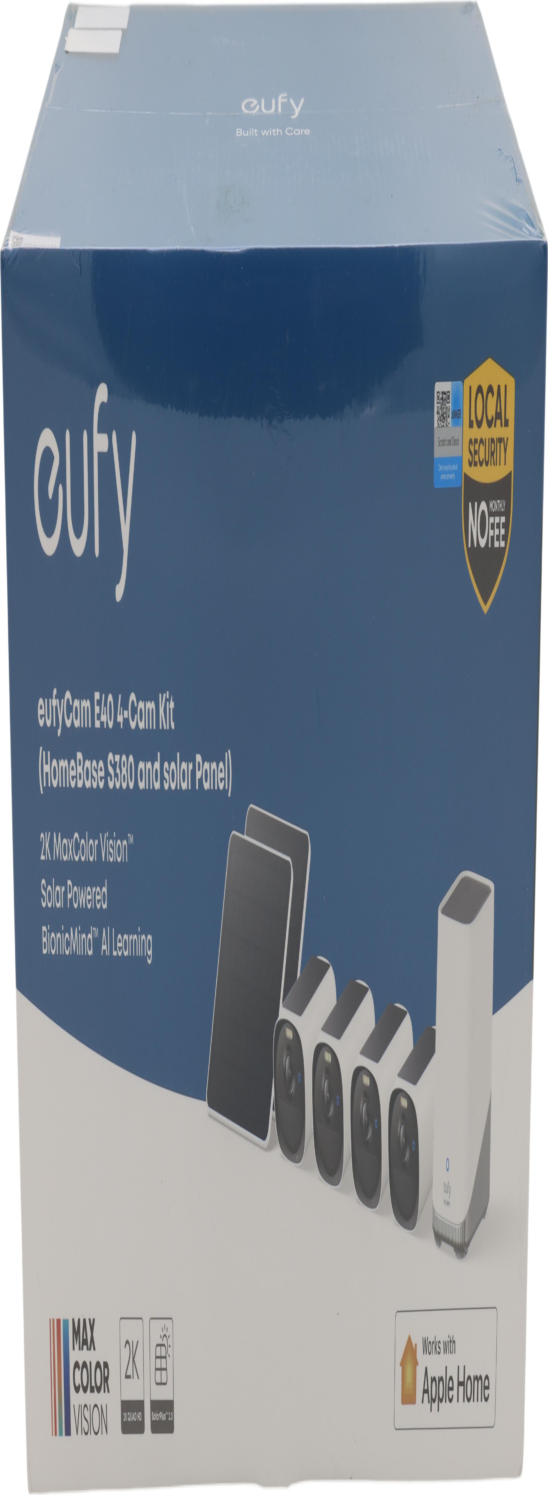Eufy EufyCam E40 4-Cam Kit mit HomeBase S380 und Solarpanel Schwarz, Weiß