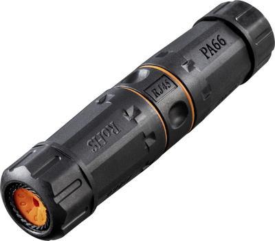 Renkforce RJ45 Netzwerk Adapter CAT 6a [1x RJ45-Buchse - 1x RJ45-Buchse] Schwarz Wasserdicht, UV-Beständig, vergoldete Steckkontakte (RF-4531572)
