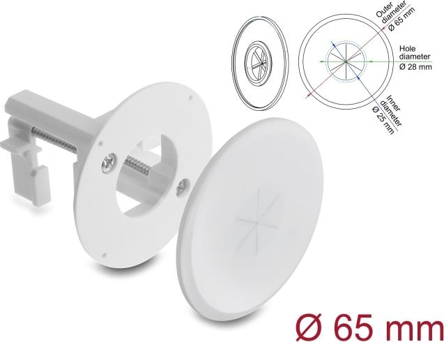 Delock Silikon Kabeldurchführung rund Ø 65 mm zur Wandmontage / Tischmontage weiß (91385)
