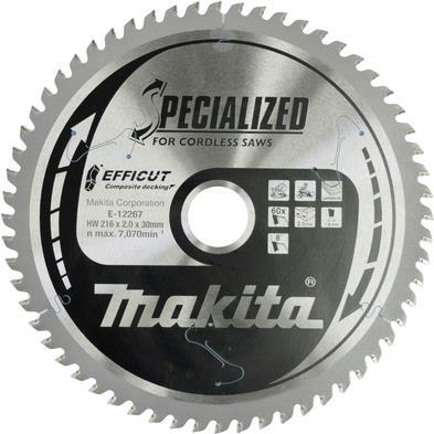 Makita Efficut - Kreissägeblatt - für Holz, Metall, WPC (Wood-Plastic-Composites) - 216 mm - 60 Zähne (E-12267)