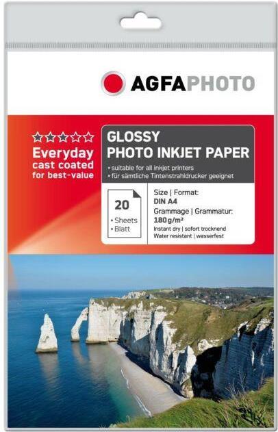 AP18020A4 AP TINTENSTRAHL-FOTOPAPIER A4 20Blatt 180gr glaenz. Karton Verpackung (AP18020A4NEU)