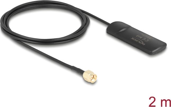 Delock GSM UMTS LTE WLAN 2.4 GHz Antenne SMA Stecker 2 dBi omnidirektional starr schwarz (12050)